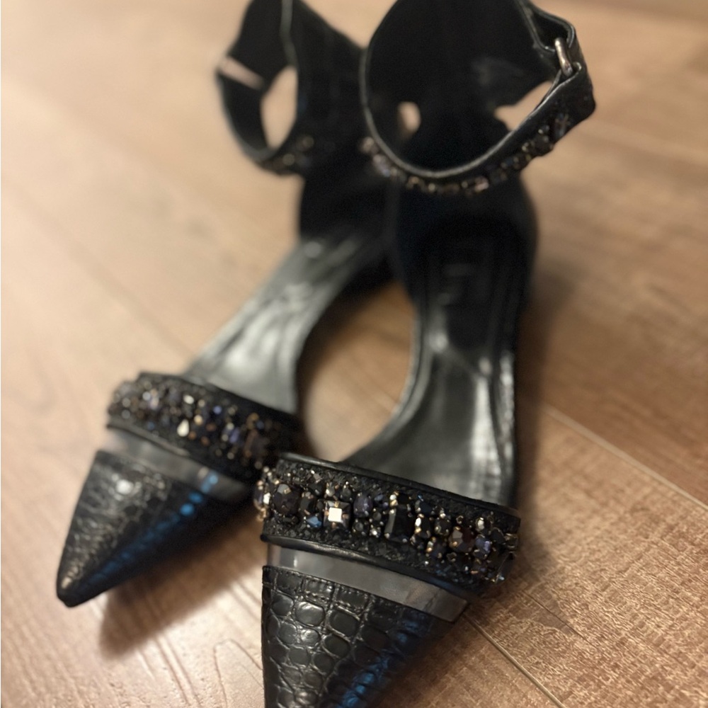 Erdem by Kirkwood Elegant Black Embellished Women's Shoes, size 40 - Picture 3 of 10